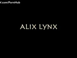 Alix Lynx curvy brunette at work