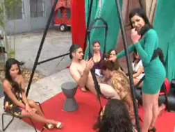 Horny CFNM whores fucked and cumsprayed during live group sex