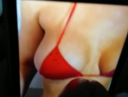 Splendid blonde Lana Rhoades uses her boobs in lingerie.