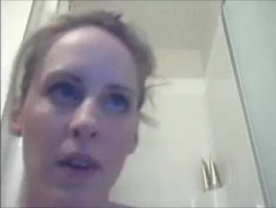 Blue eyed blonde is in a hotel room and in the mood to get fucked good