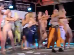 Naked women and a prom queen are getting down on their knees and sucking hard dicks