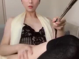 Japanese Shemale Sucking and riding A Big Cock