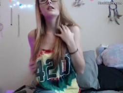 Teenie with glasses rammed by a long cock