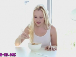 Flexible teen blonde with big tits, Lidessa is getting fucked in the kitchen before getting fucked