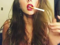 Thirsty cigarette smoker gets her ass fingered