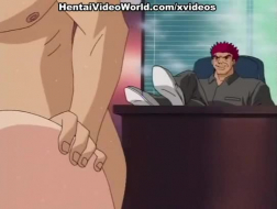 Anime slime sheet girl giving handjob to a guy