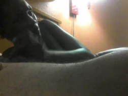 Slim, ebony girl with huge tits is getting fucked in the p especially, in her bed