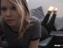 Blonde teen with nice ass gets a good bang from her porn boyfriend until she cums.