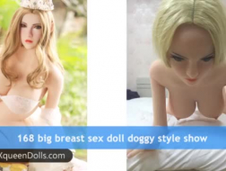 Brunette doll with huge hooters takes the black cock