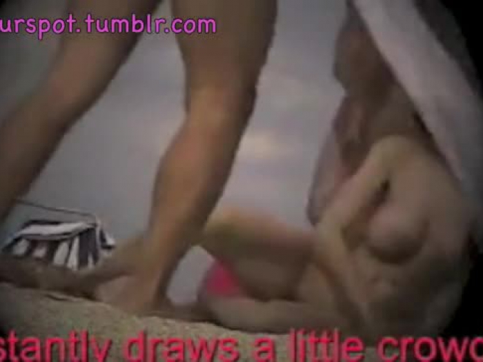 exhibitionist wifey 1 lana lets two beach voyeurs grope lotion on her bra-stuffers