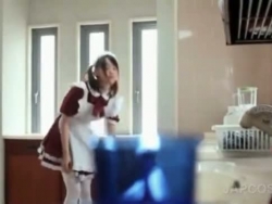 ultra-cute asian maid displaying bootie upskirt entices her manager