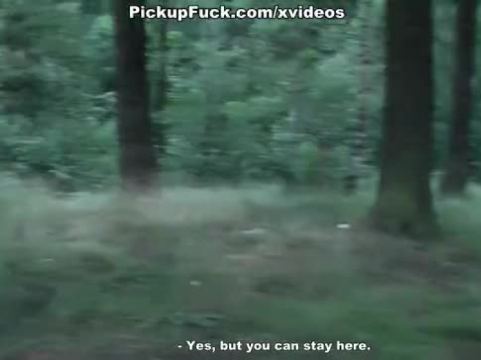 displayed vulva and deepthroat man-meat in the forest for 76