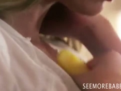 hefty breasts towheaded honey brett rossi pleasing herself with fruits