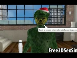 mel dos desenhos animados 3d-super-gostosa se bateu por um monstro verde