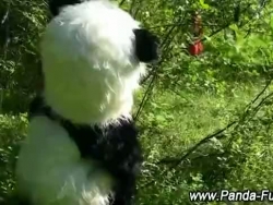 fetysz zabawką gumową maskę pandy rozbiera szkarłatny balustrada